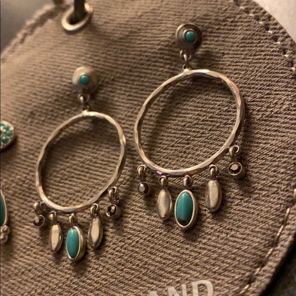 NEW 3 pairs of turquoise earrings/ hoops & studs - Picture 7 of 7